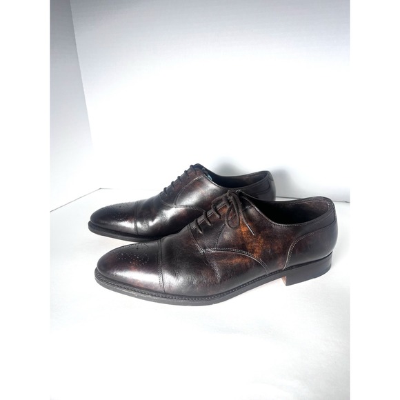 John Lobb Hartland Oxford Shoes 9 US Brown Leather Cap Toe Brogue Dress UK Made - Picture 2 of 16